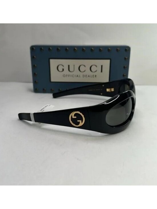 New Authentic GUCCI GG1247s 001 Black/Gold Oval sunglasses